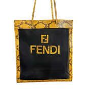 Fendi | Mesh & Python-Trim Tote – Yellow & Black (Pristine Condition)
