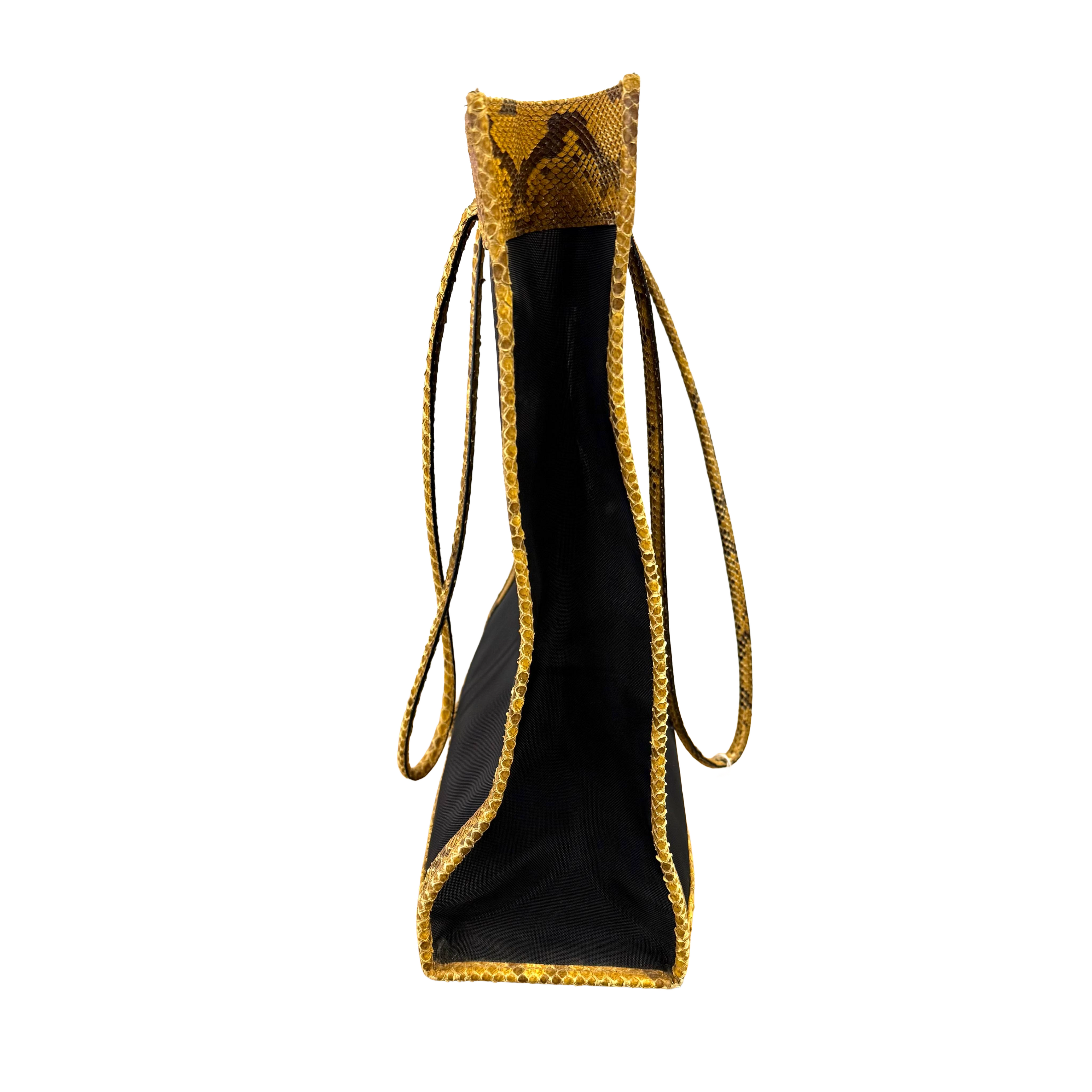 Fendi | Mesh & Python-Trim Tote – Yellow & Black (Pristine Condition)