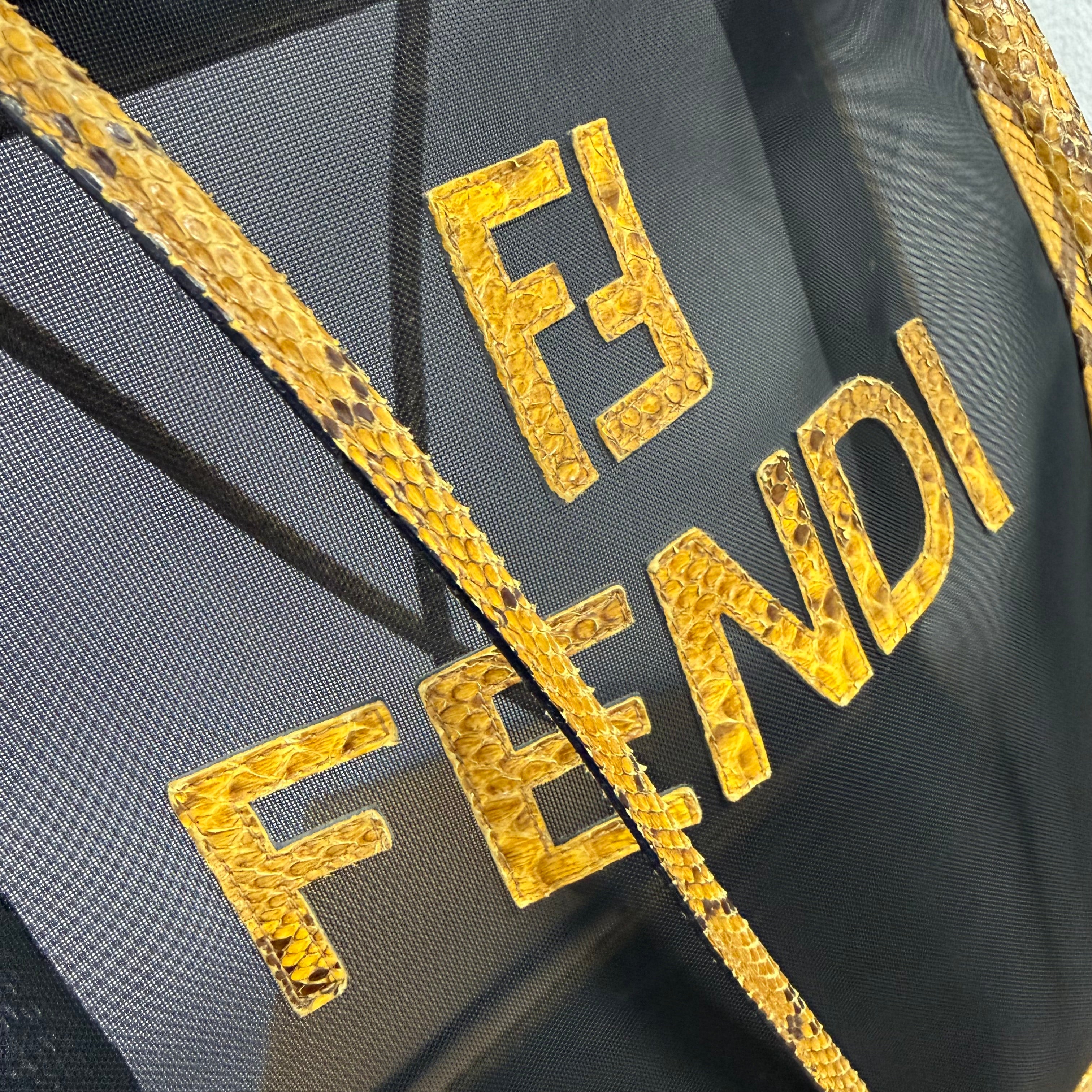Fendi | Mesh & Python-Trim Tote – Yellow & Black (Pristine Condition)