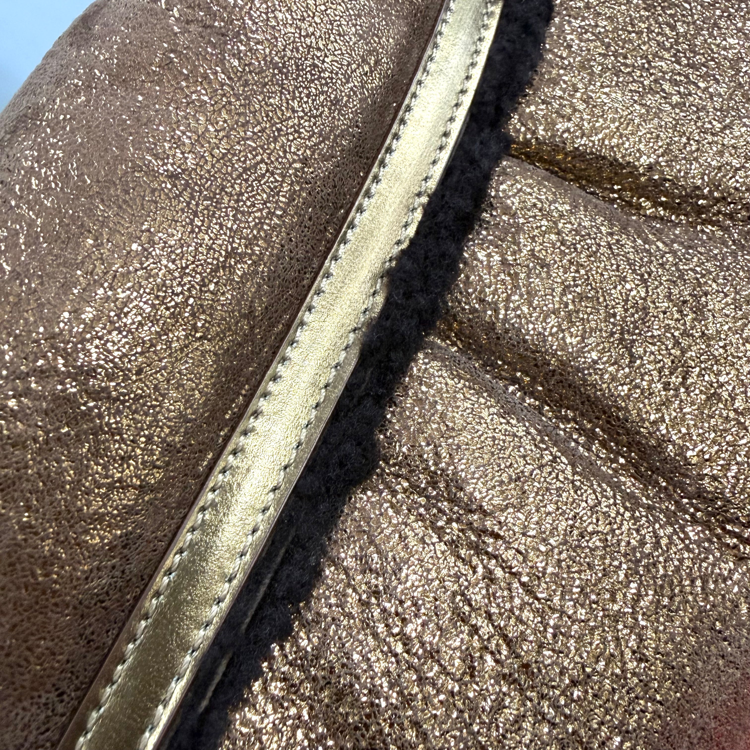 Fendi Metallic Shearling Shoulder Bag – Bronze & Gold (Prisitine Condition)