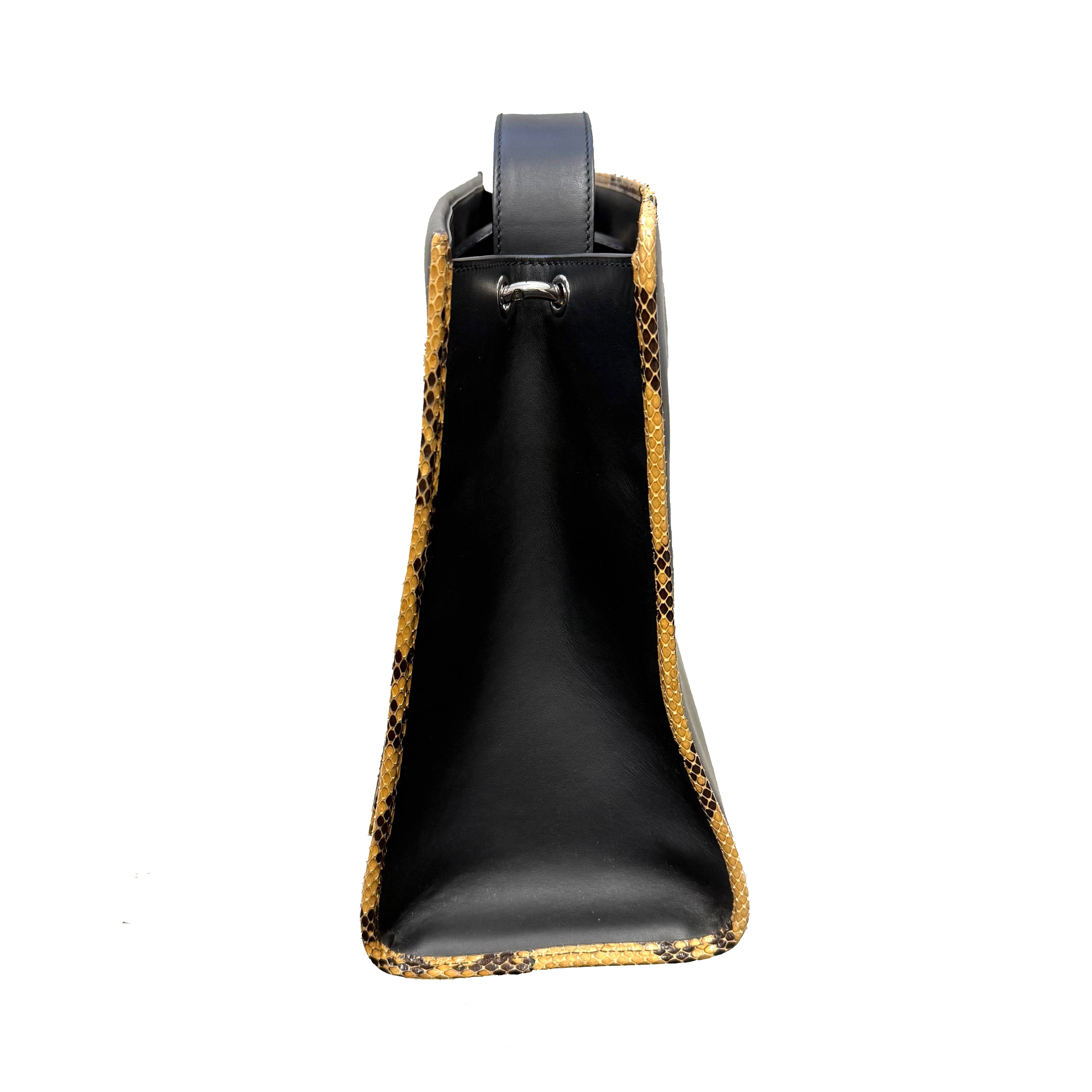 Fendi | Python-Trim Leather Tote – Black & Red (Pristine Condition)