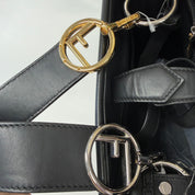 Fendi | Python-Trim Leather Tote – Black & Red (Pristine Condition)