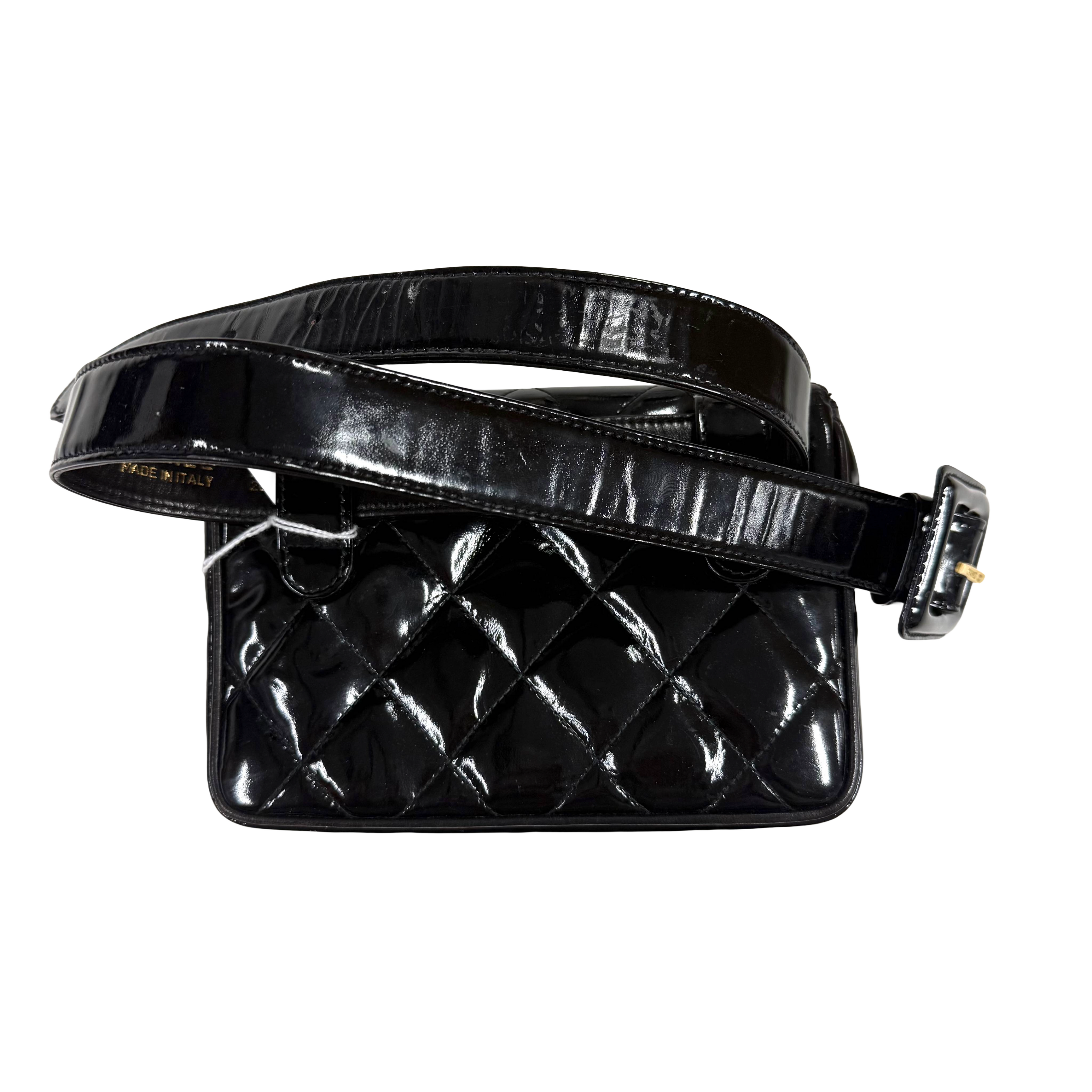 Chanel | Vintage Black Patent Quilted Belt Bag (Excellent Condition)