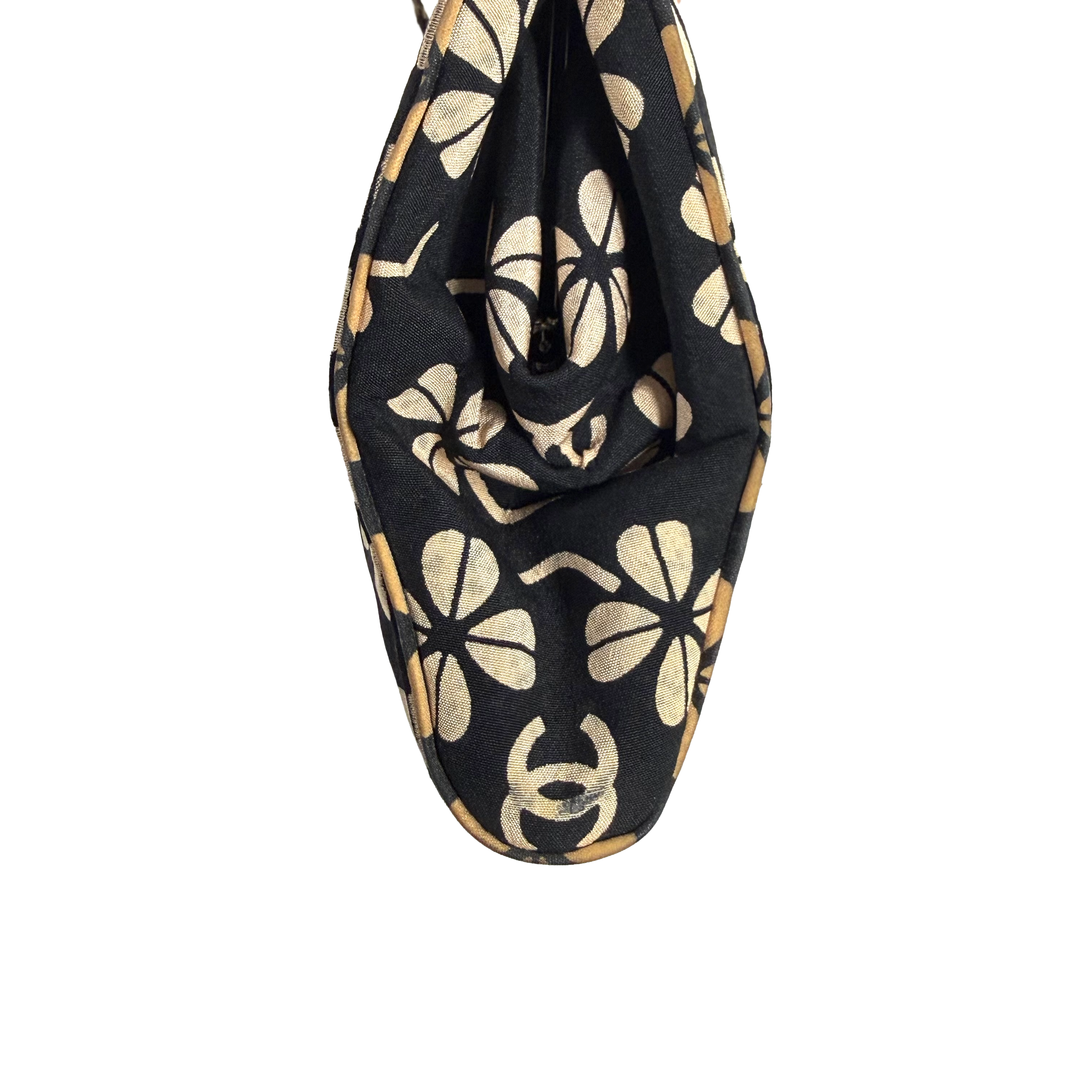 Chanel Vintage Floral Canvas Purse – Black & Beige (Pristine Condition)