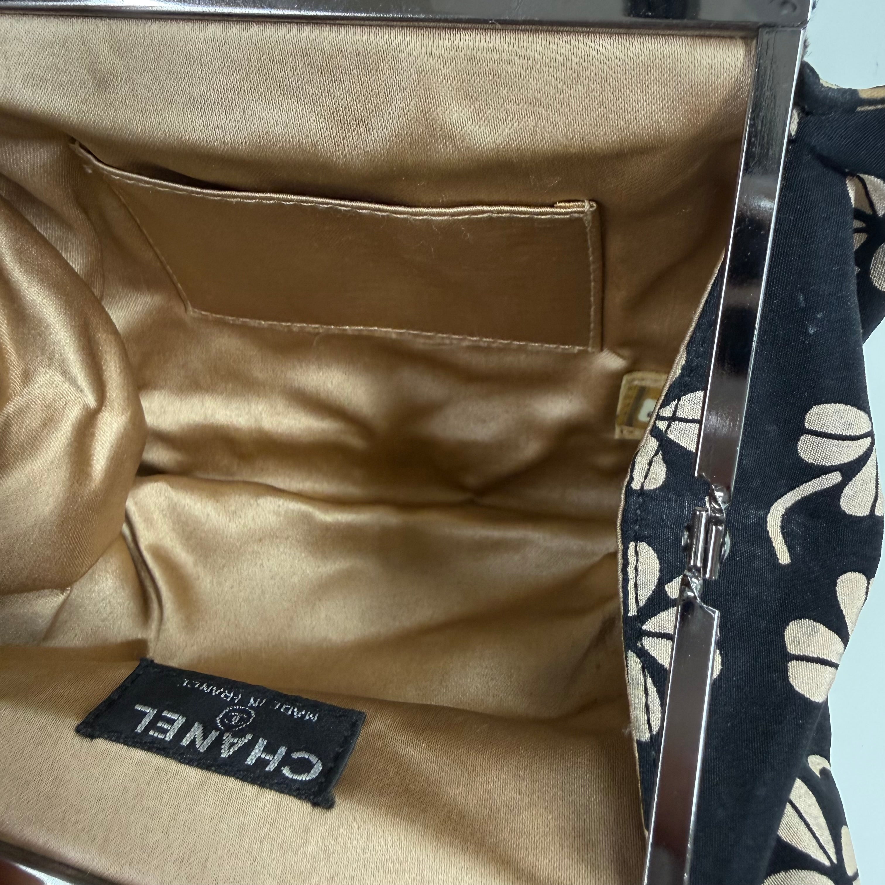 Chanel Vintage Floral Canvas Purse – Black & Beige (Pristine Condition)