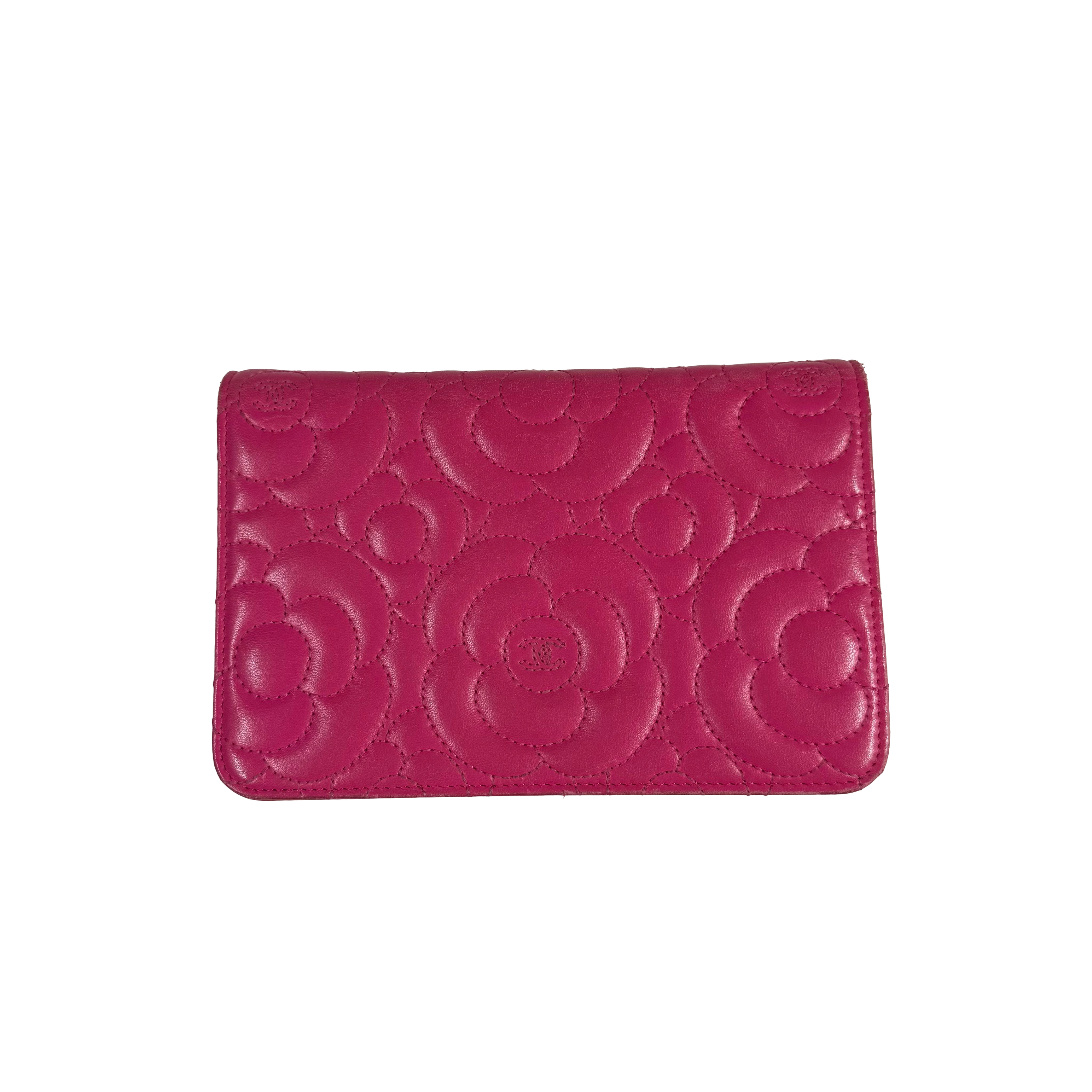 Chanel | Camellia Embossed Wallet on Chain – Hot Pink (Vintage Condition)
