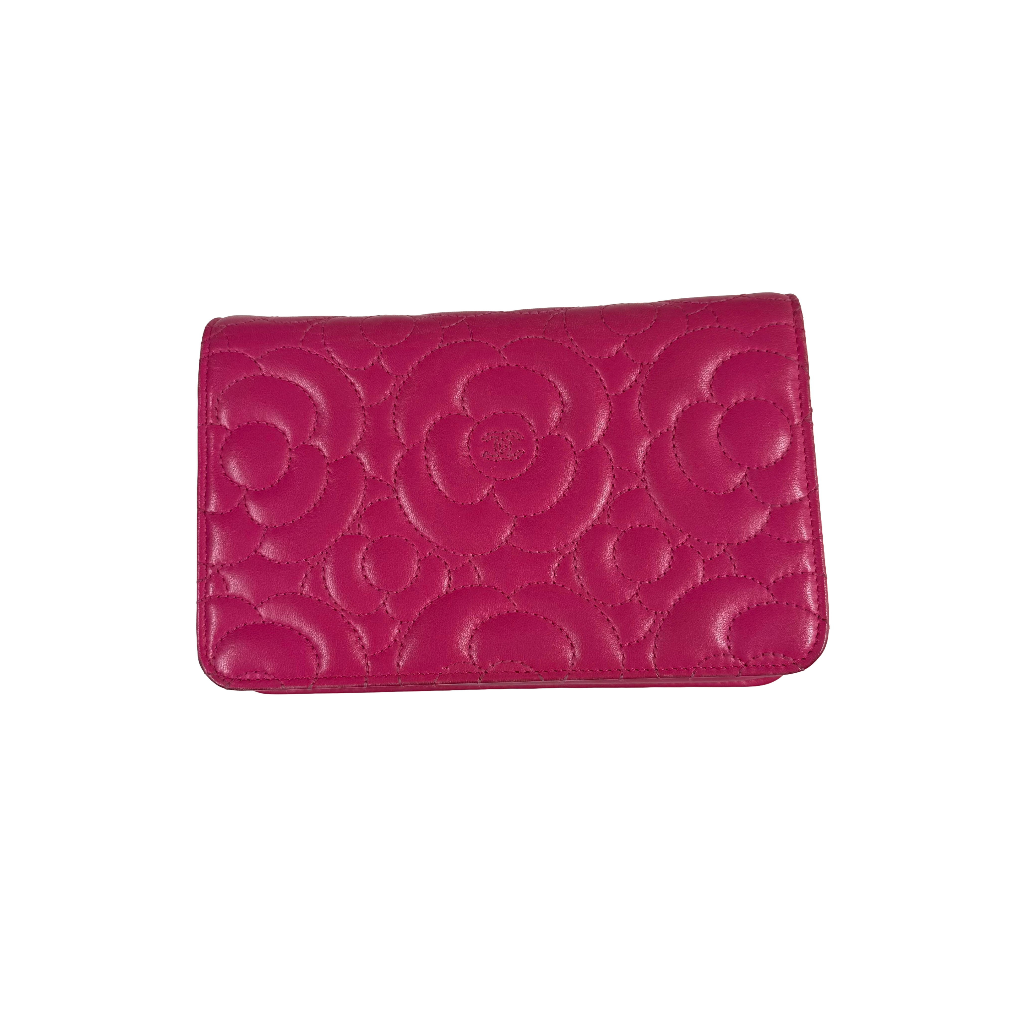 Chanel | Camellia Embossed Wallet on Chain – Hot Pink (Vintage Condition)