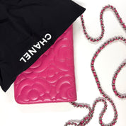 Chanel | Camellia Embossed Wallet on Chain – Hot Pink (Vintage Condition)