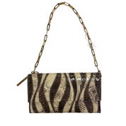 Gucci |Vintage Snakeskin Wave Patchwork Clutch with Gold Chain Strap (Pristine Condition)