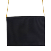 Christian Dior | Small Evening Chain Clutch – Black Grosgrain & Gold Hardware (Excellent Condition)