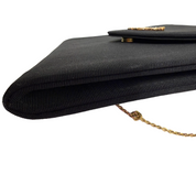 Christian Dior | Small Evening Chain Clutch – Black Grosgrain & Gold Hardware (Excellent Condition)