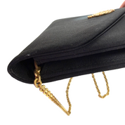 Christian Dior | Small Evening Chain Clutch – Black Grosgrain & Gold Hardware (Excellent Condition)