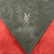 YSL | Suede Drawstring Mini Bag – Black & Red with Rope Strap (Vintage Condition)