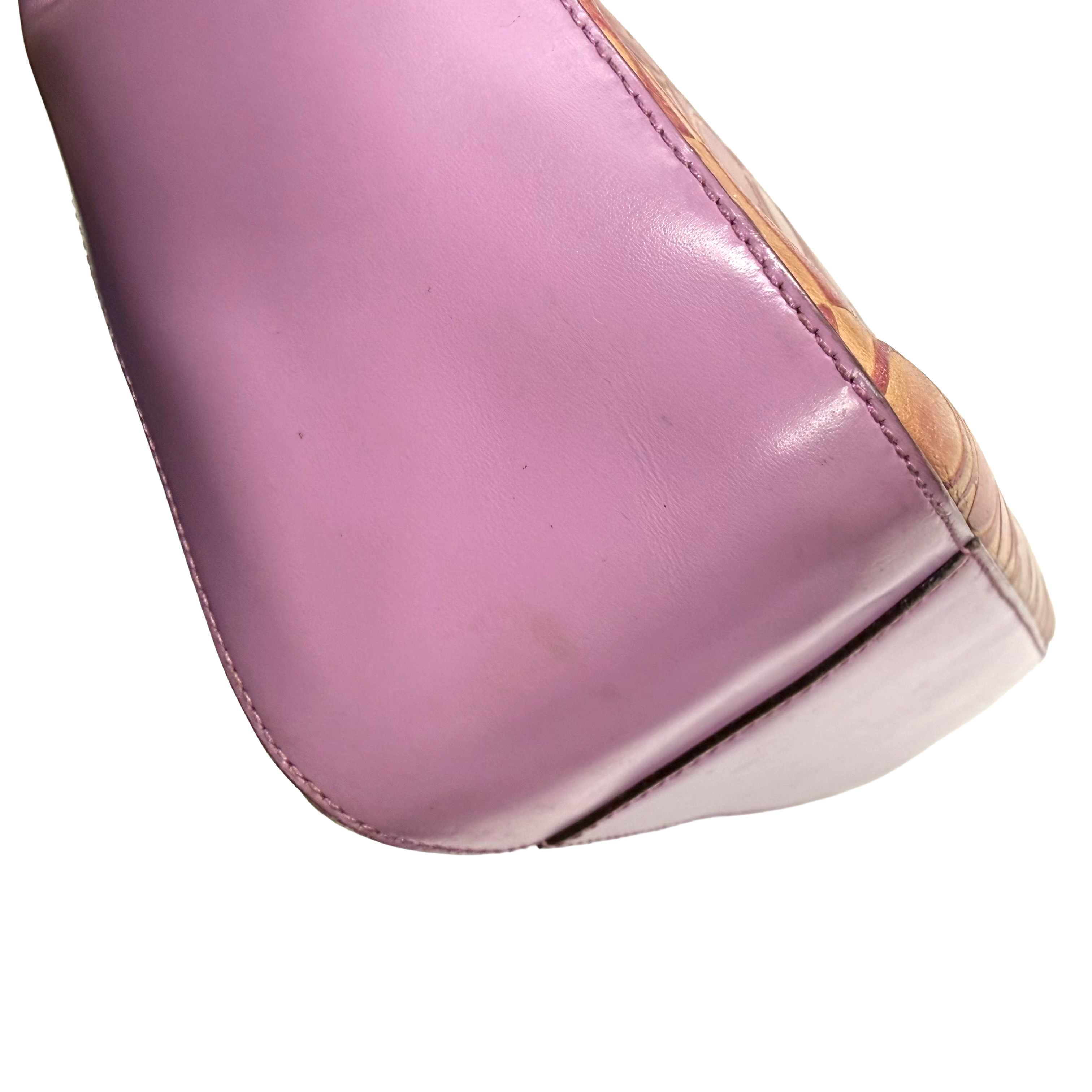 Salvatore Ferragamo | Gancini Monogram Shoulder Tote – Lilac Leather & Mauve Canvas (Good Condition)