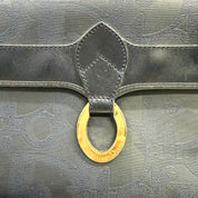 Christian Dior | Monogram Shoulder Bag – Navy Canvas & Gold Hardware (Excellent Condition)