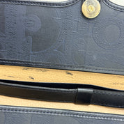 Christian Dior | Monogram Shoulder Bag – Navy Canvas & Gold Hardware (Excellent Condition)