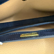 Christian Dior | Monogram Shoulder Bag – Navy Canvas & Gold Hardware (Excellent Condition)