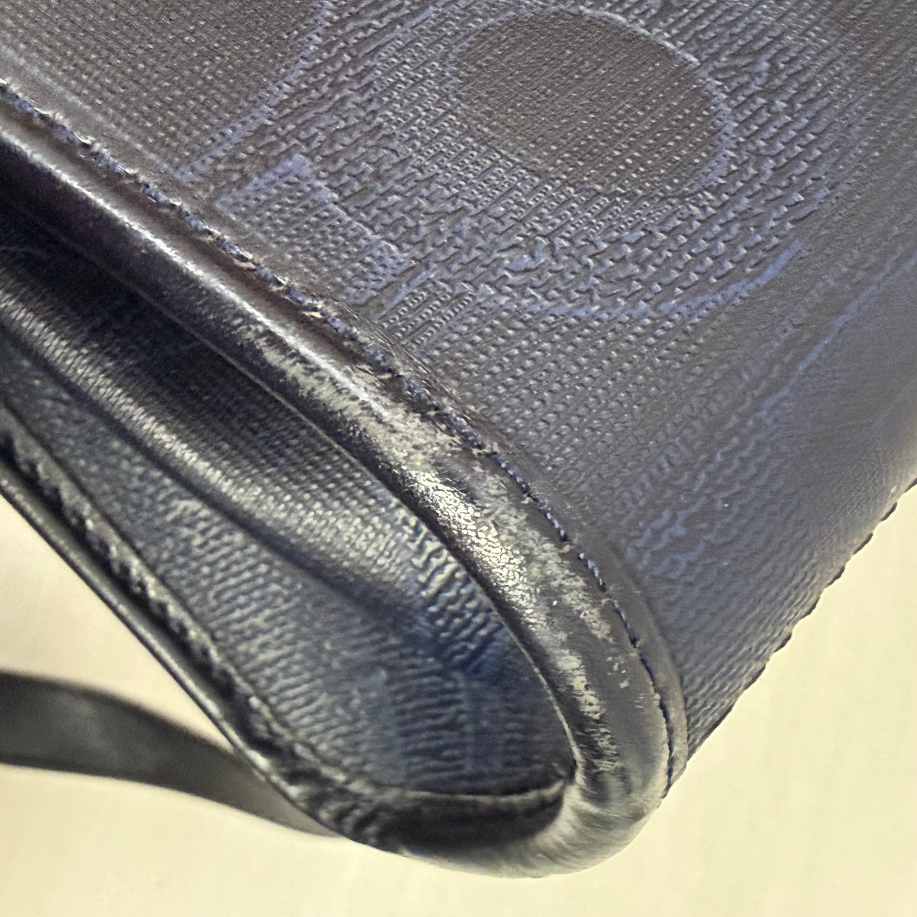 Christian Dior | Monogram Shoulder Bag – Navy Canvas & Gold Hardware (Excellent Condition)