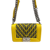 Chanel | Boy Bag – Yellow Tweed with Silver Hardware (Pristine Condition)