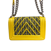 Chanel | Boy Bag – Yellow Tweed with Silver Hardware (Pristine Condition)