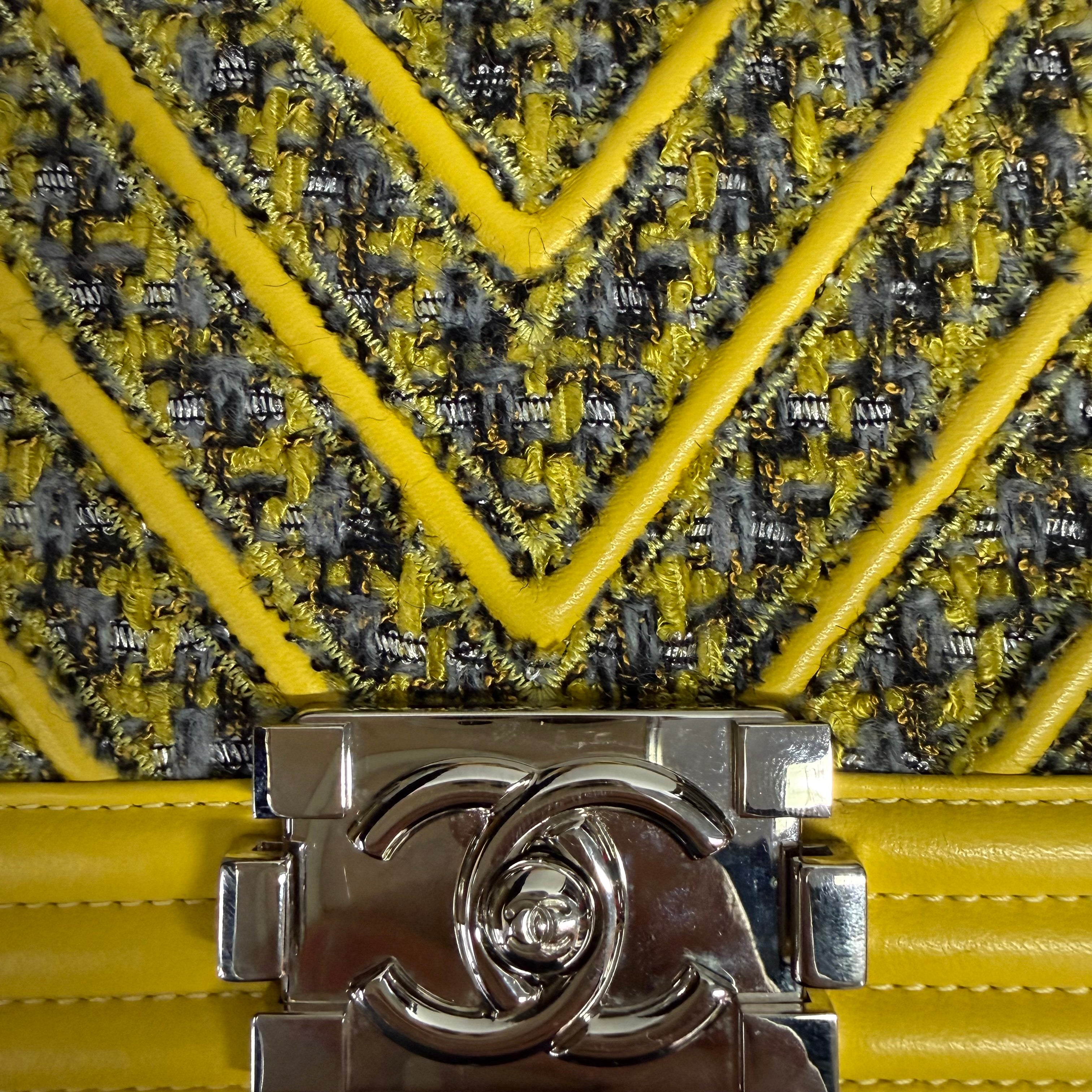 Chanel | Boy Bag – Yellow Tweed with Silver Hardware (Pristine Condition)