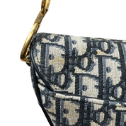 Christian Dior | Saddle Bag – Navy Monogram Canvas & Gold Hardware (Excellent Condition)