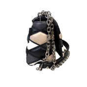 Louis Vuitton | Patchwork Leather Chain Shoulder Bag – Black, Cream & Beige (Pristine Condition)
