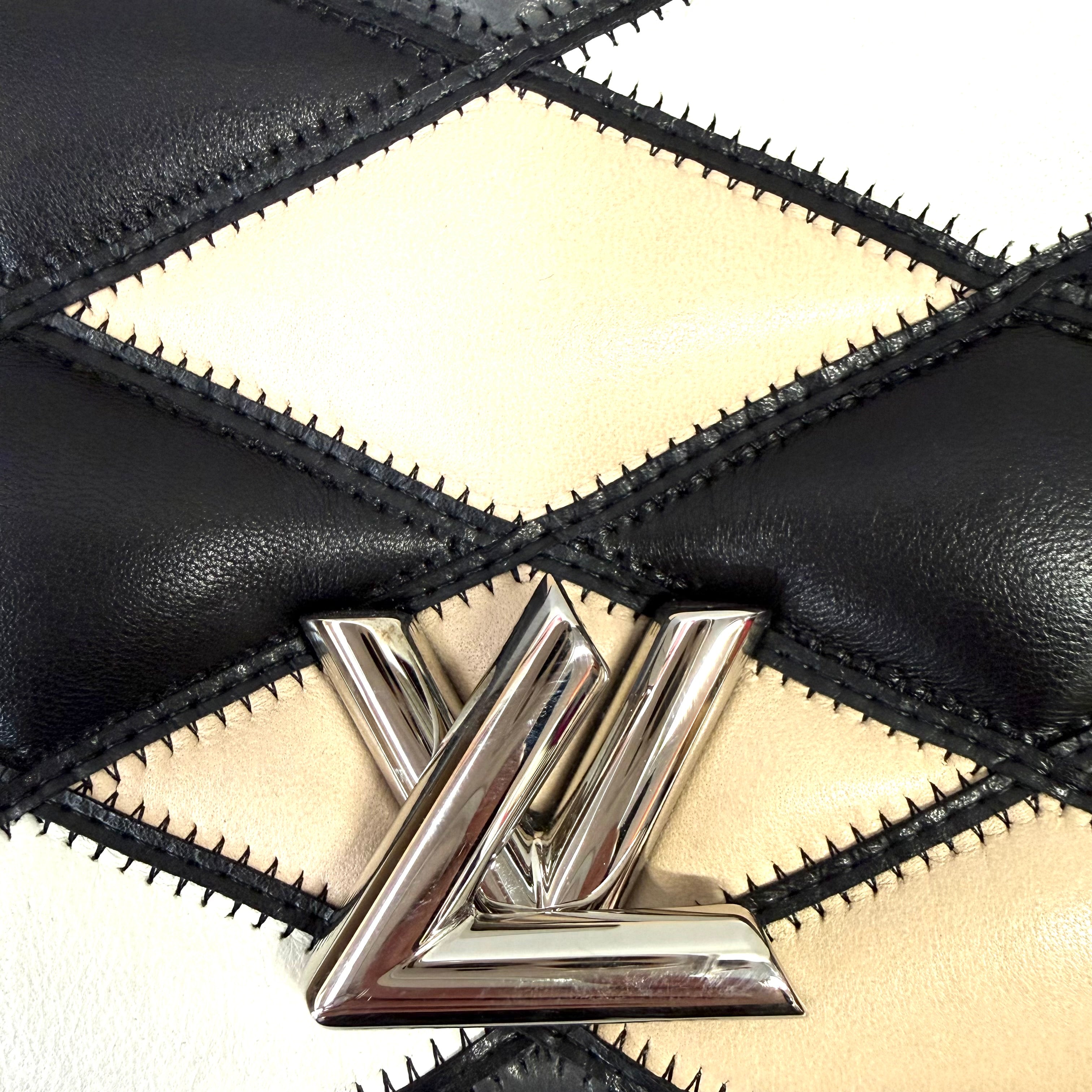 Louis Vuitton | Patchwork Leather Chain Shoulder Bag – Black, Cream & Beige (Pristine Condition)