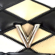 Louis Vuitton | Patchwork Leather Chain Shoulder Bag – Black, Cream & Beige (Pristine Condition)