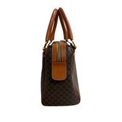 Celine | Macadam Boston Bag – Brown Coated Canvas & Tan Leather Trim (Pristine Condition)