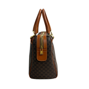 Celine | Macadam Boston Bag – Brown Coated Canvas & Tan Leather Trim (Pristine Condition)