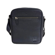 Bally | Logo Crossbody Bag – Navy Grained Leather & Silver-Tone Hardware (Pristine Condition)