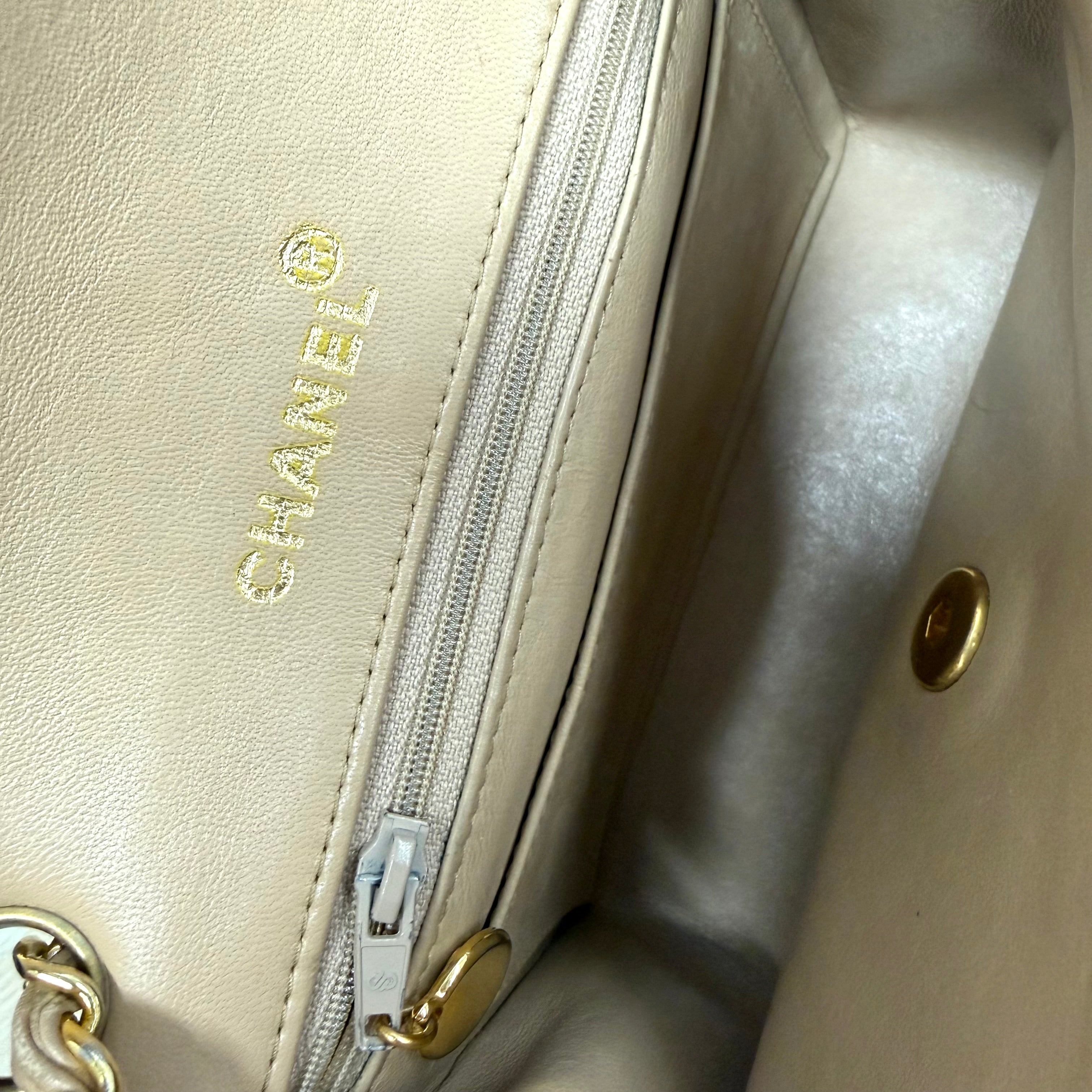 Chanel | Classic Flap Bag – Beige Quilted Leather & Gold Hardware (Good Condition)
