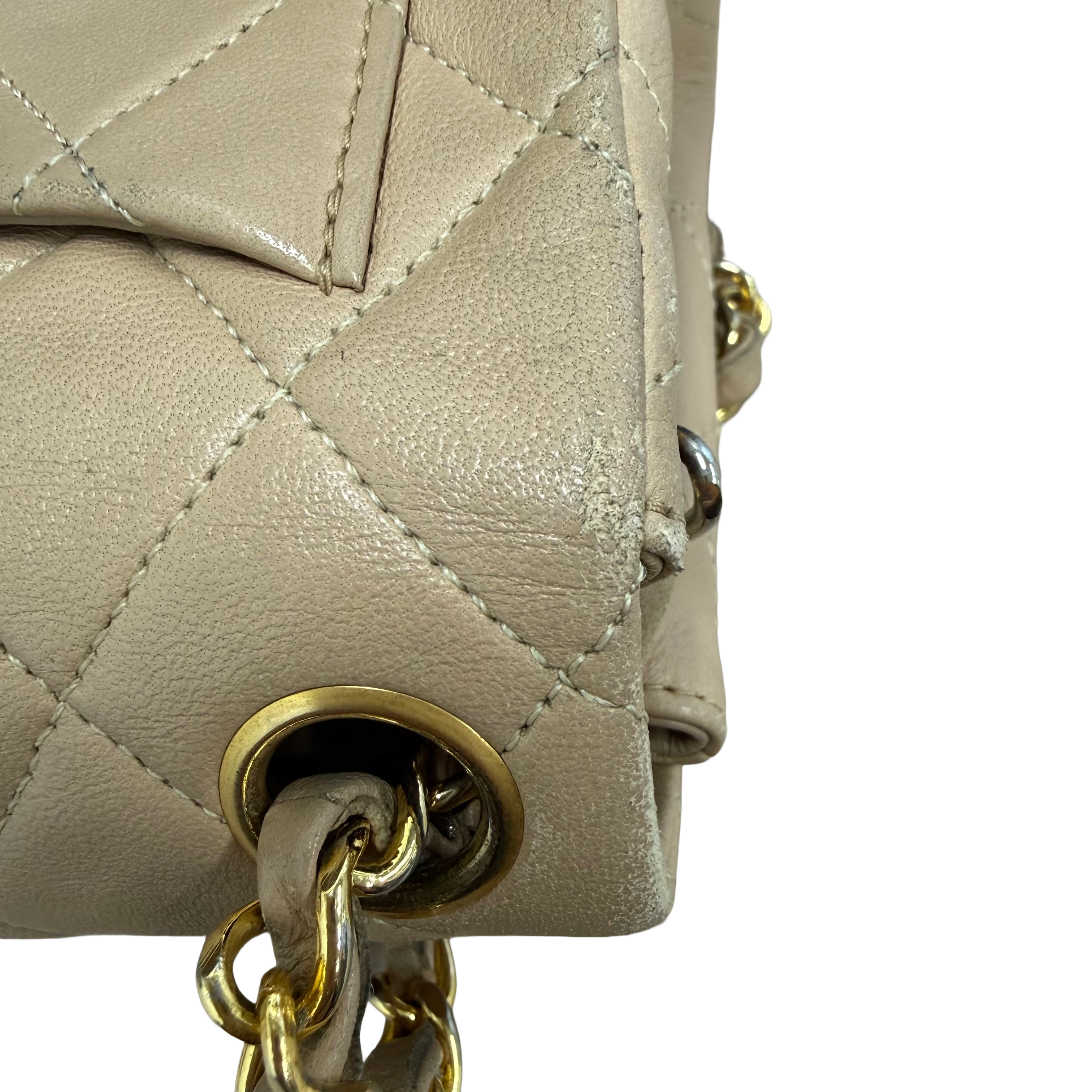 Chanel | Classic Flap Bag – Beige Quilted Leather & Gold Hardware (Good Condition)