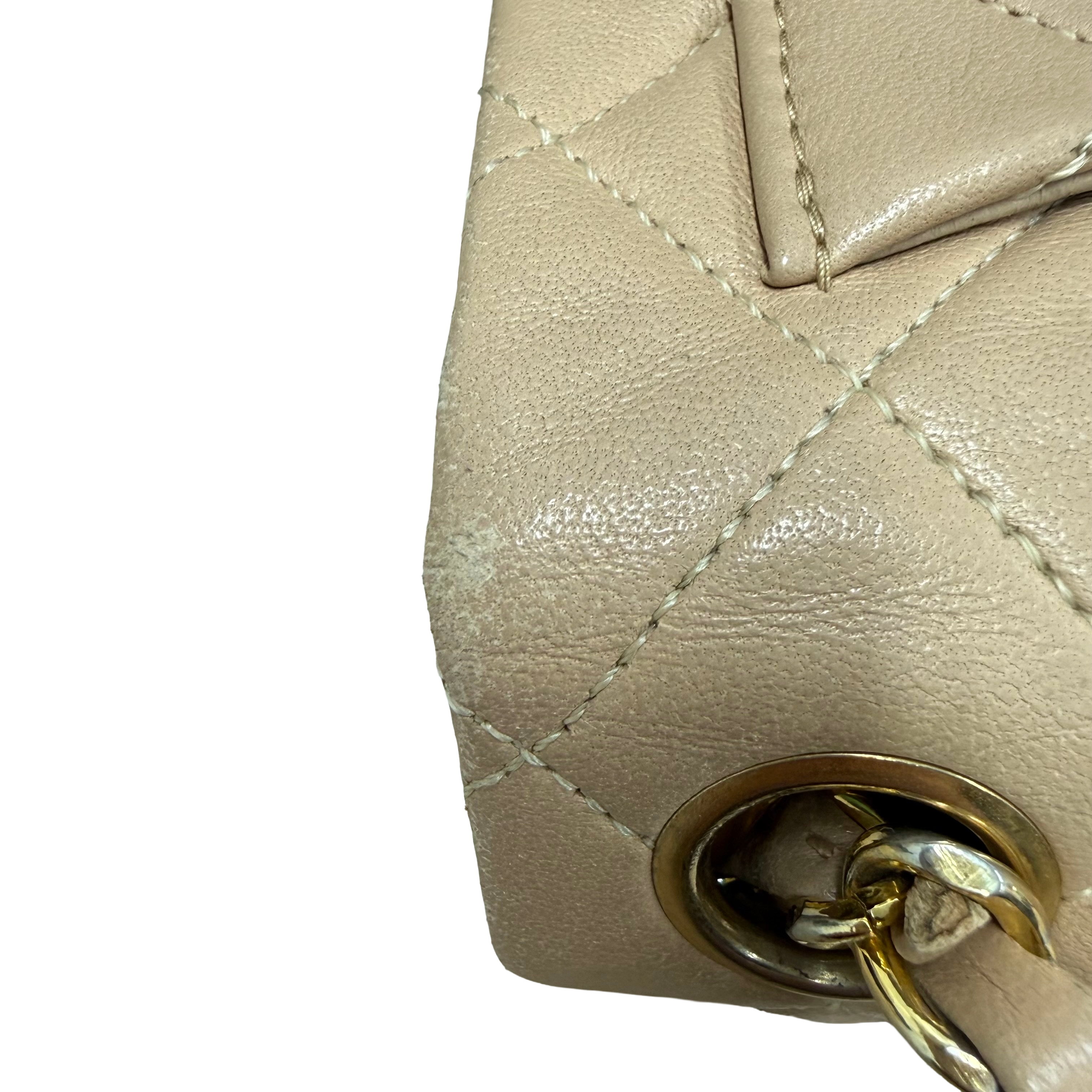 Chanel | Classic Flap Bag – Beige Quilted Leather & Gold Hardware (Good Condition)