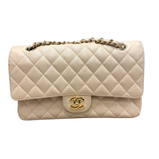 Chanel | Classic Flap Bag – Beige Caviar Leather & Gold Hardware (Pristine Condition)