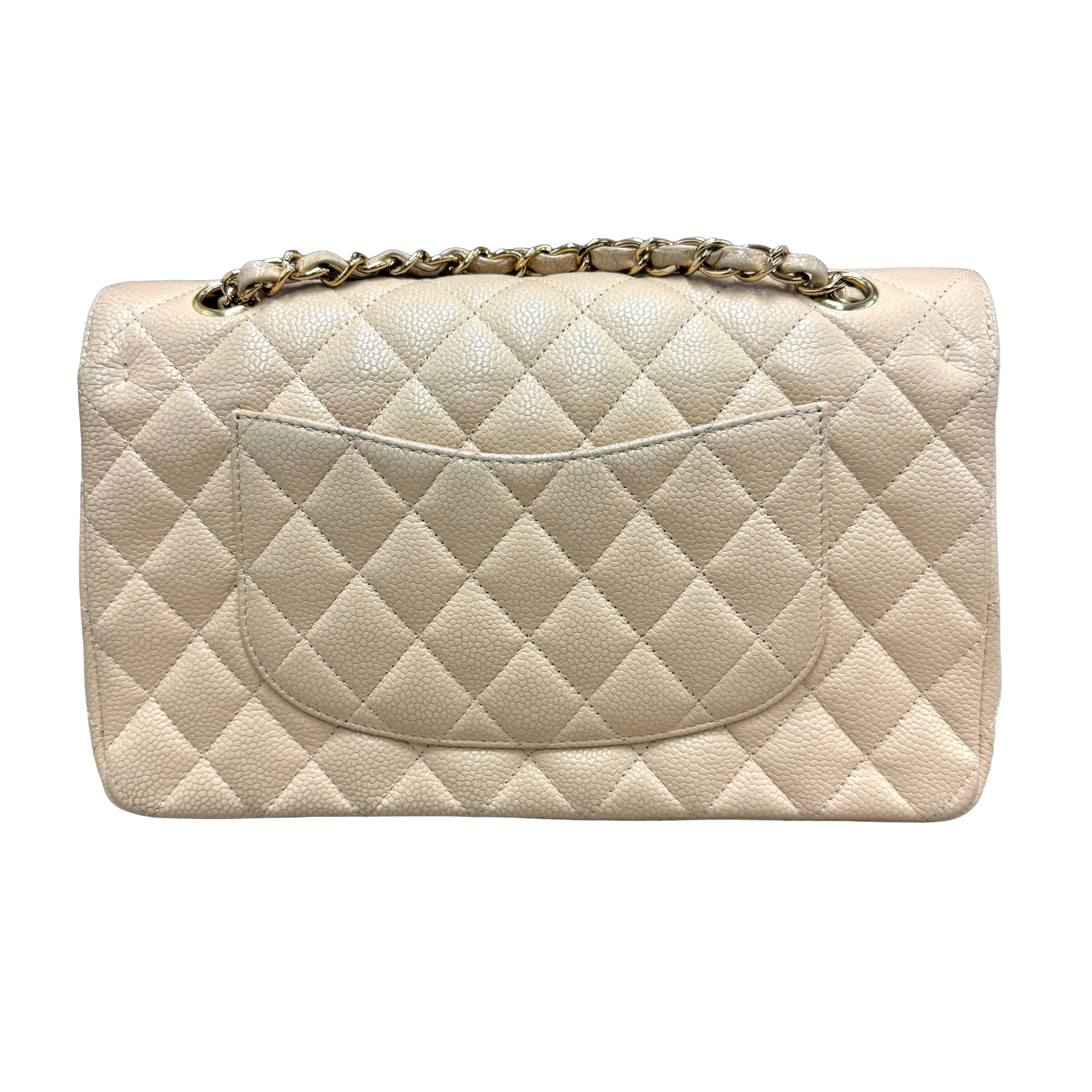 Chanel | Classic Flap Bag – Beige Caviar Leather & Gold Hardware (Pristine Condition)