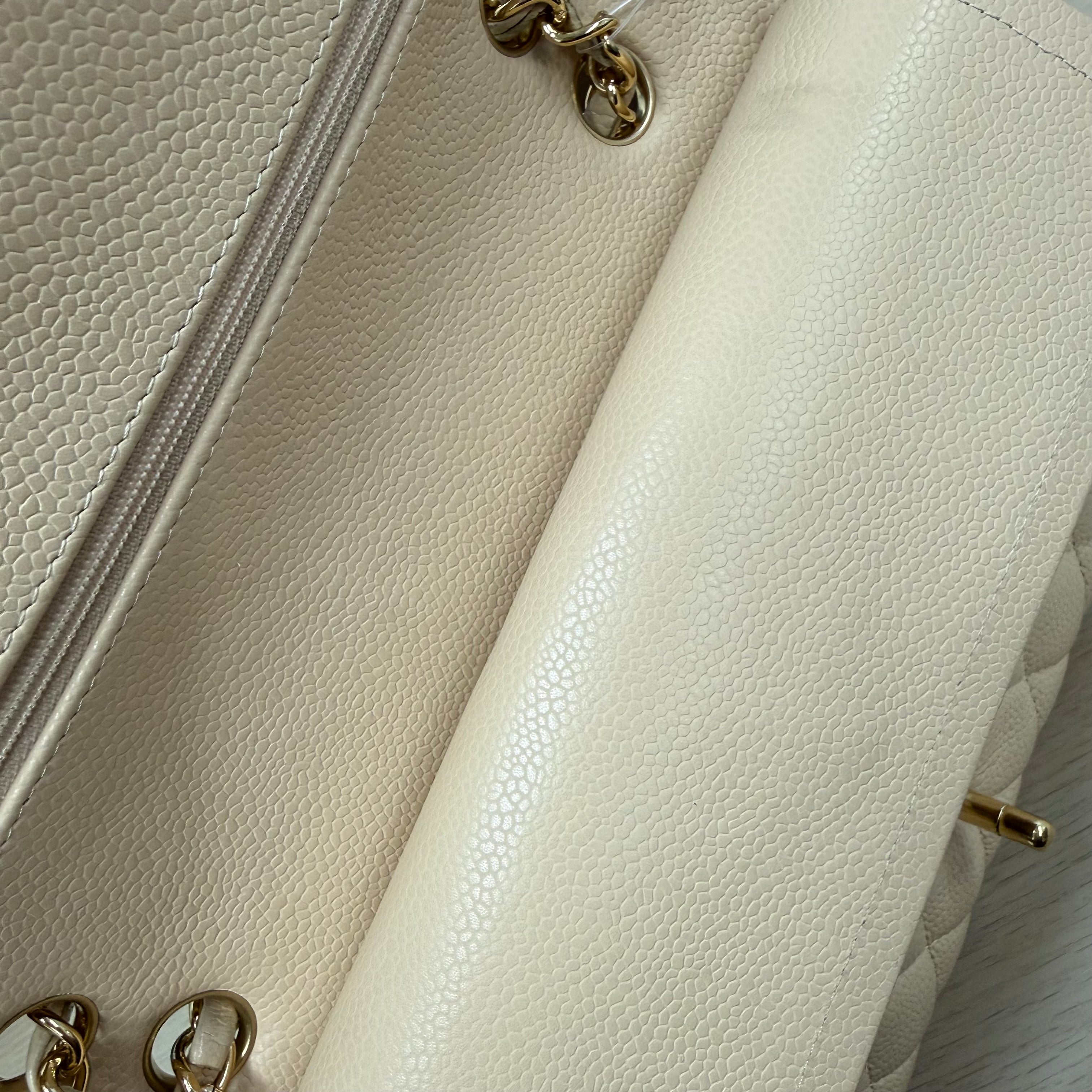 Chanel | Classic Flap Bag – Beige Caviar Leather & Gold Hardware (Pristine Condition)