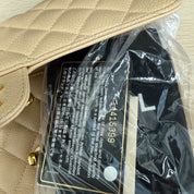Chanel | Classic Flap Bag – Beige Caviar Leather & Gold Hardware (Pristine Condition)
