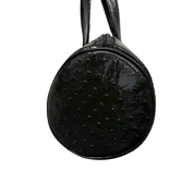JRA | Ostrich Leather Barrel Handbag – Dark Green & Silver Hardware (Excellent Condition)