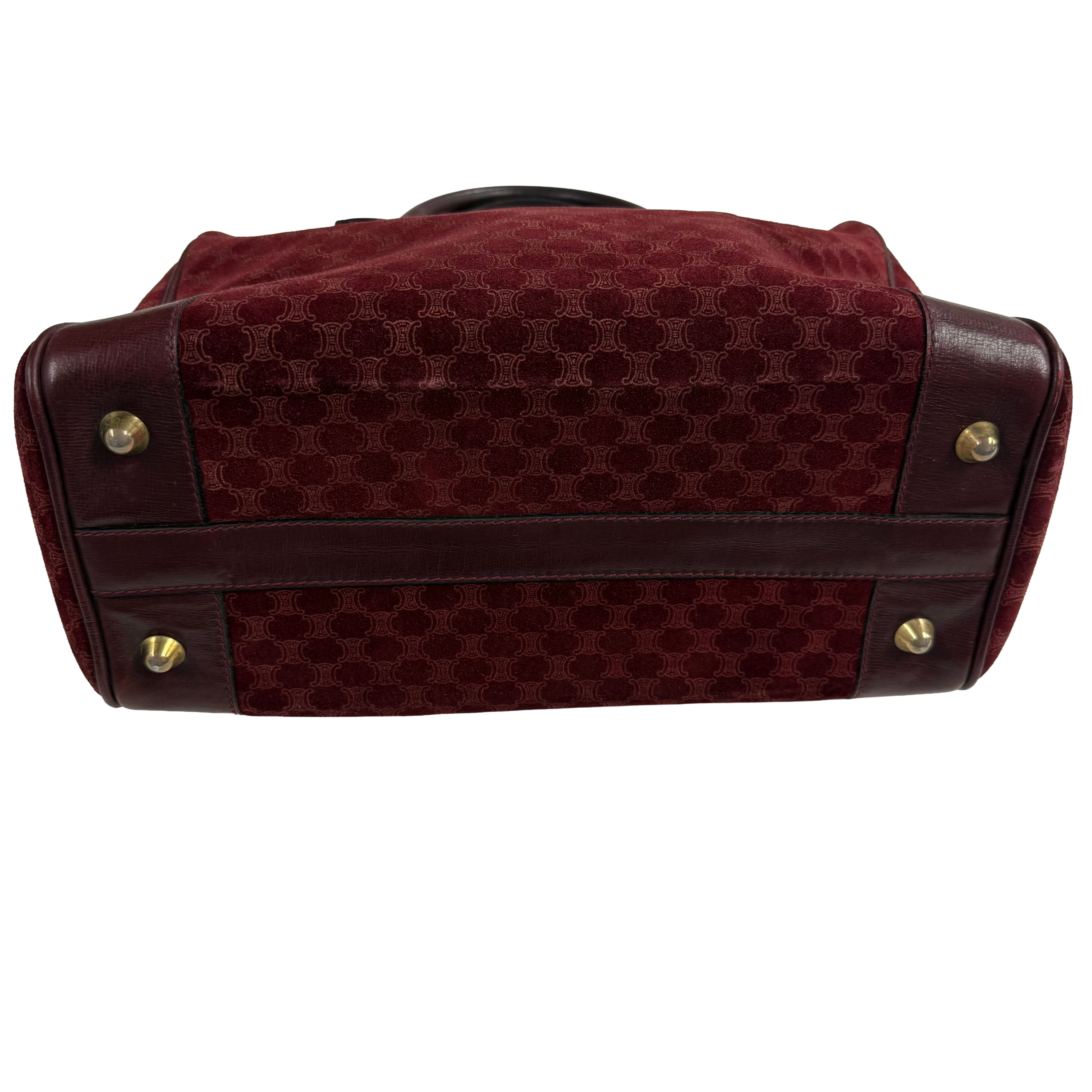 Celine | Boston Handbag – Burgundy Suede & Leather Trim (Good Condition)