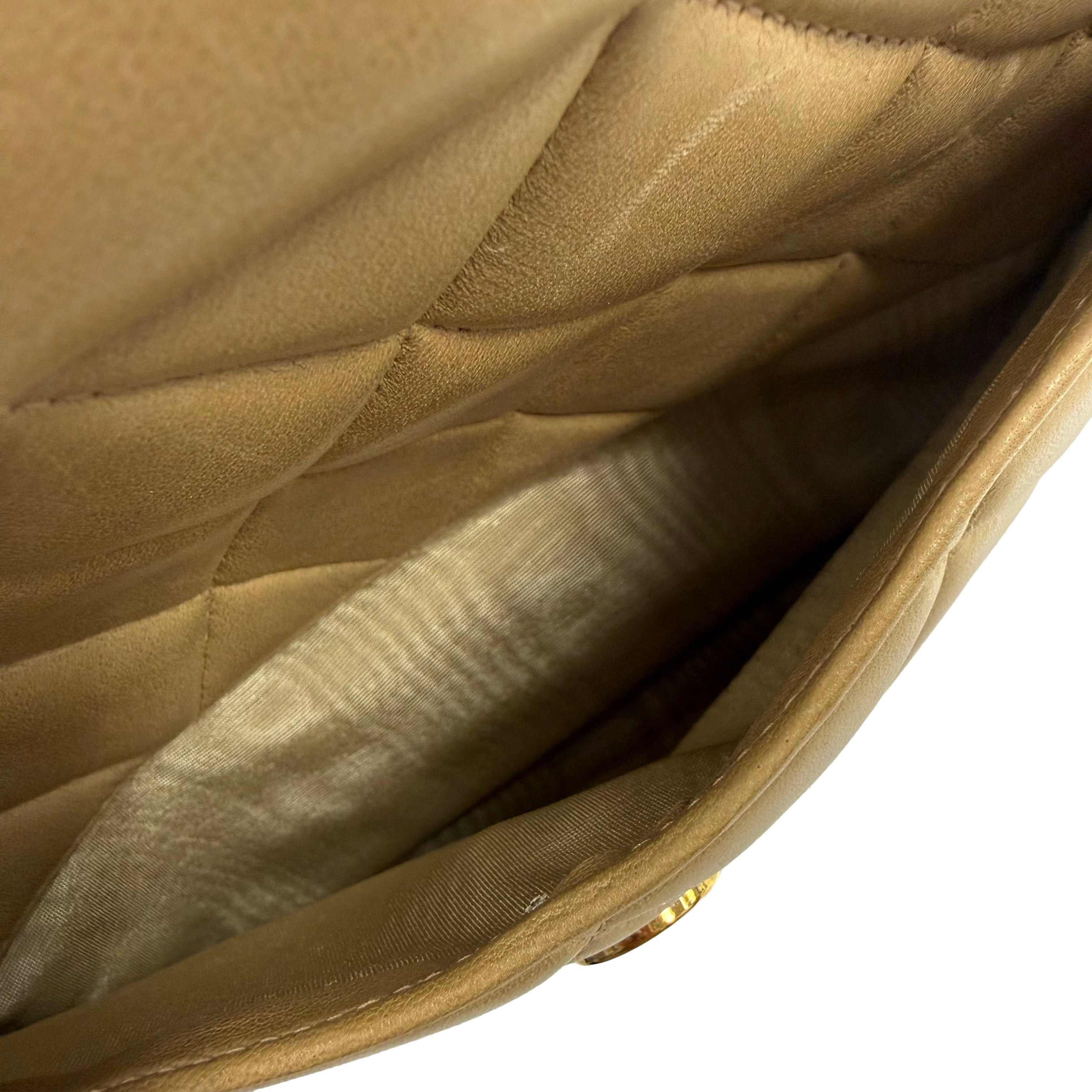 Chanel | Quilted Shoulder Bag – Beige Leather & Gold Hardware (Excellent Condition)