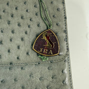 JRA | Ostrich Leather Top Handle Bag – Grey & Gold Hardware (Good Condition)