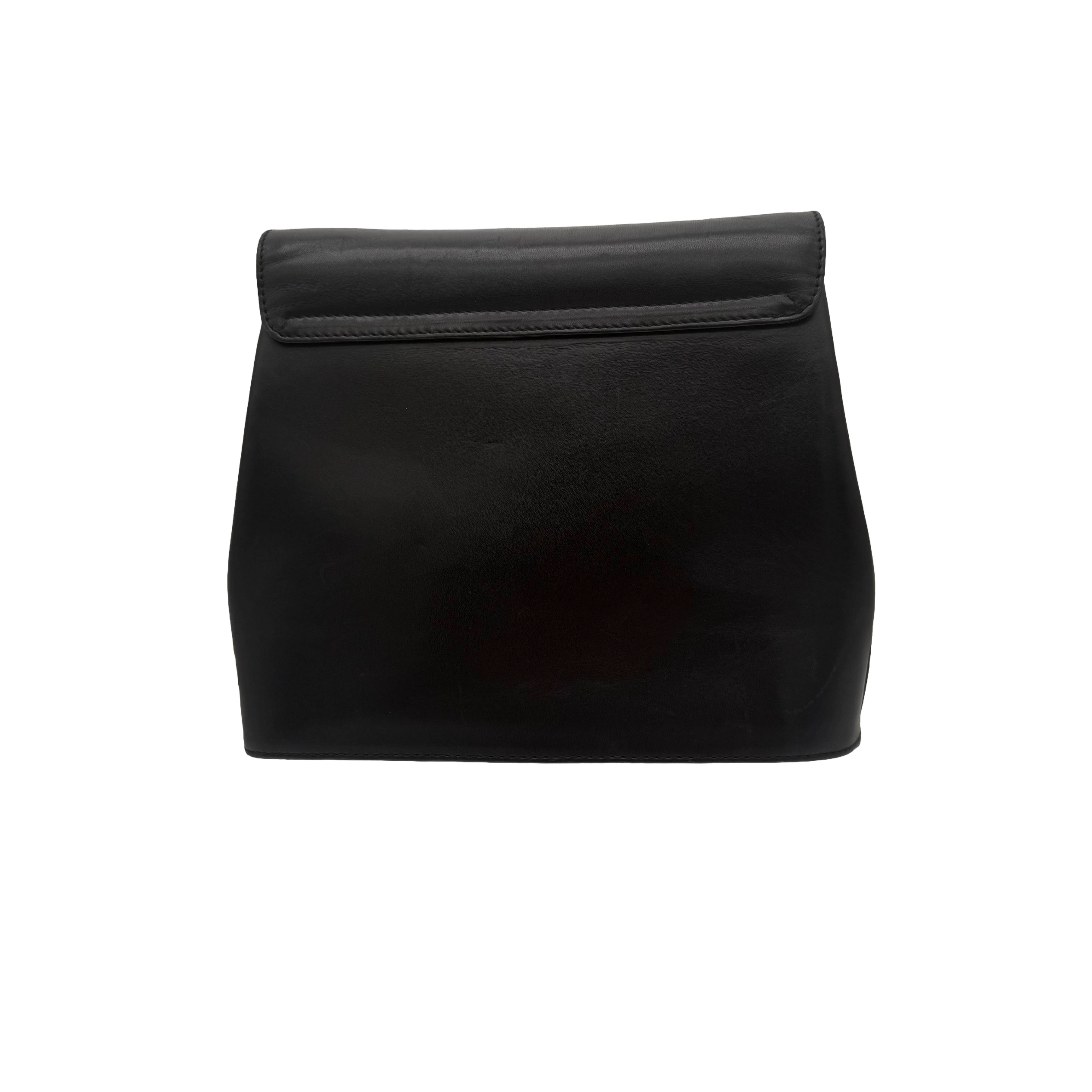 Salvatore Ferragamo | Envelope Shoulder Bag – Black Leather & Gold Hardware