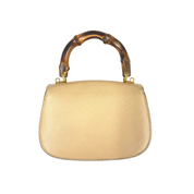 Gucci | Mini Bamboo Top Handle Bag – Beige Pebbled Leather (Pristine Condition)