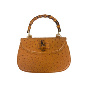 Gucci | 1947 Small Bamboo Top Handle Bag – Brown Ostrich Leather (Pristine Condition)