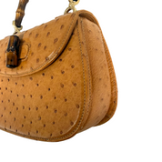 Gucci | 1947 Small Bamboo Top Handle Bag – Brown Ostrich Leather (Pristine Condition)