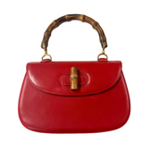 Gucci | Medium Bamboo Top Handle Bag – Red Leather & Gold Hardware (Vintage Condition)