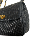 Bally | Quilted Shoulder Bag – Black Leather & Gold Hardware (Pristine Condition)