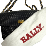 Bally | Quilted Shoulder Bag – Black Leather & Gold Hardware (Pristine Condition)